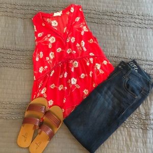 Red Sleeveless Blouse